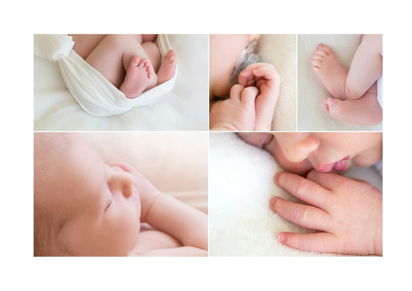 Newborn Baby tiny fingers tiny toes - A collection of the delicate features of a newborn bay. Tiny fingers, toes, eyelashes, lips and nose.